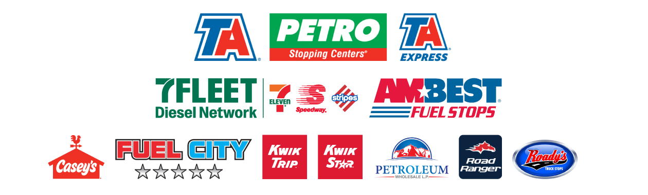 TCS Fuel Card Partners include: TA, Petro, TA Express 7FLEET Diesel Network, AMBEST Fuel Stops, Casey's Fuel City, Kwik Trip, Kwik Star, PWI, Road Ranger, Roady's, and more.