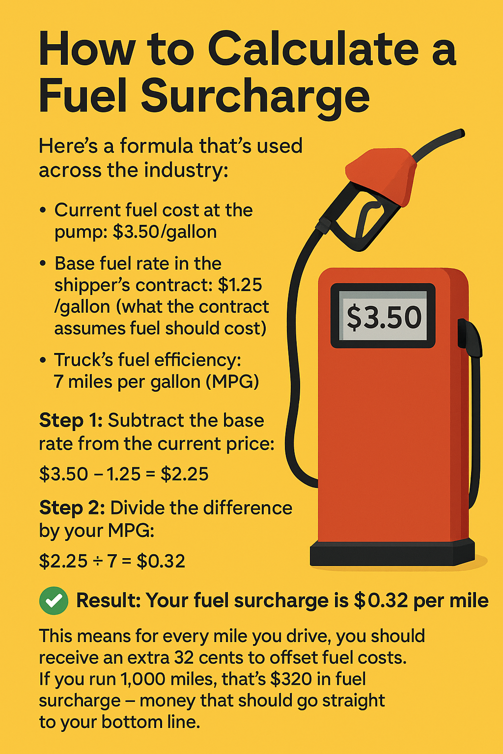 How to Calculate a Fuel Surcharge | infographic for trucking