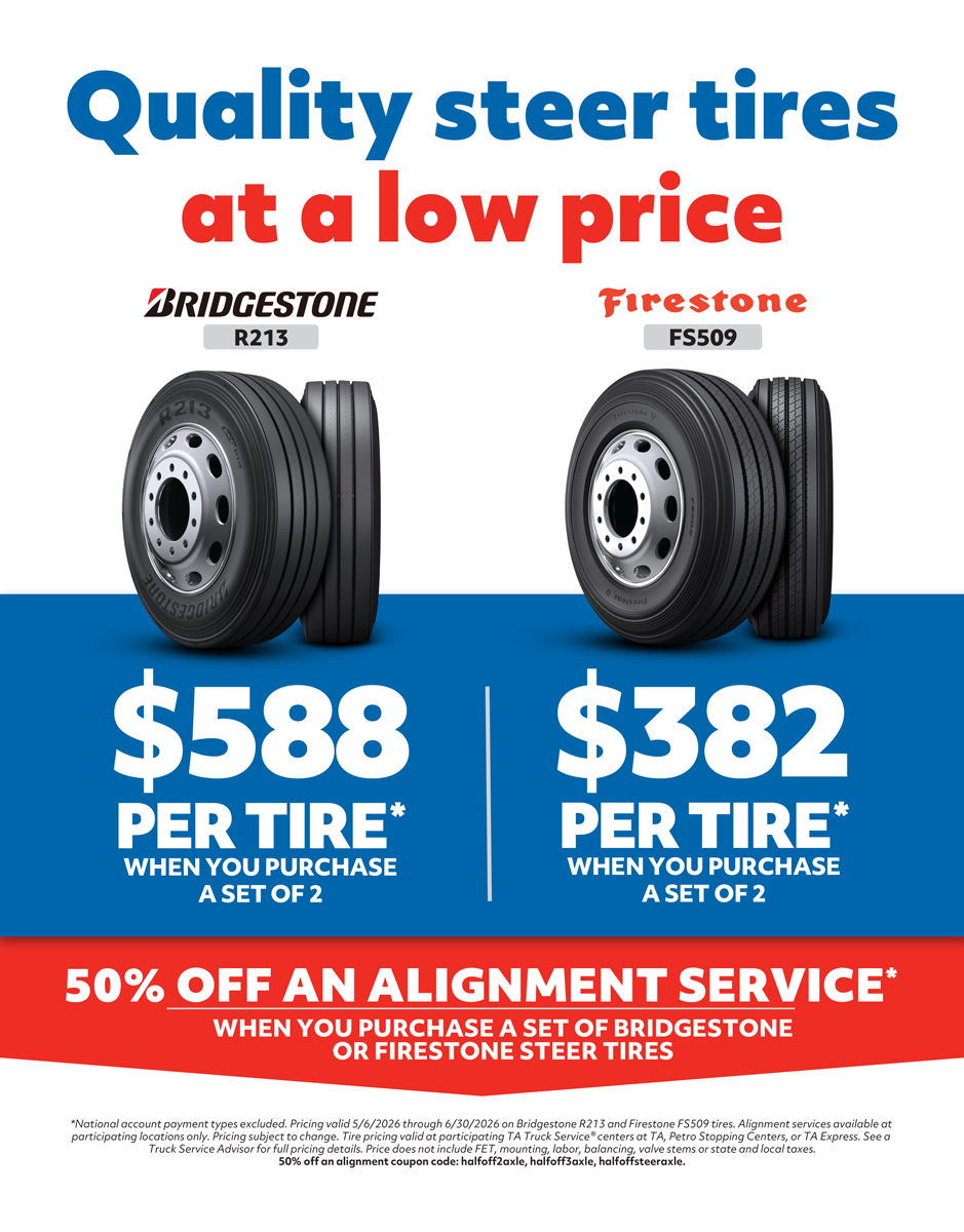 TA discount on tires and tire alignment flyer